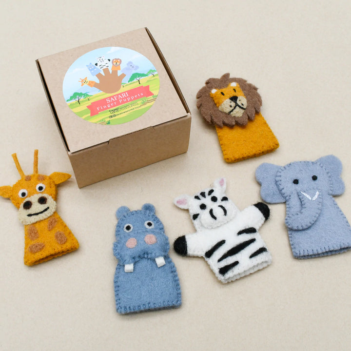 Safari Animals Felt Finger Puppet Set