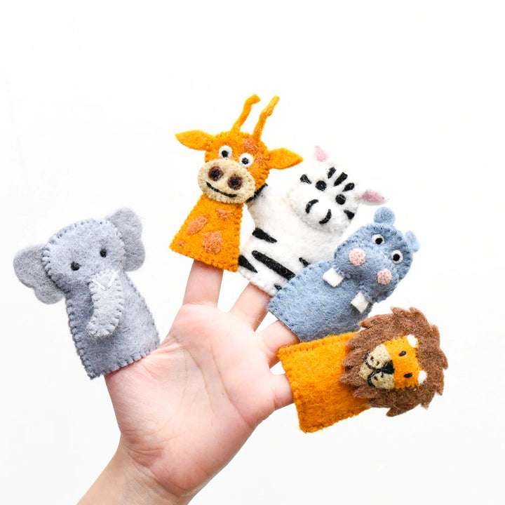 Safari Animals Felt Finger Puppet Set