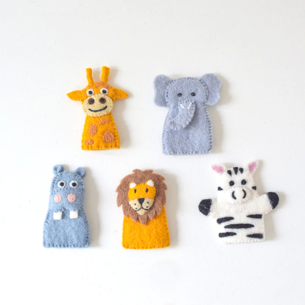 Safari Animals Felt Finger Puppet Set