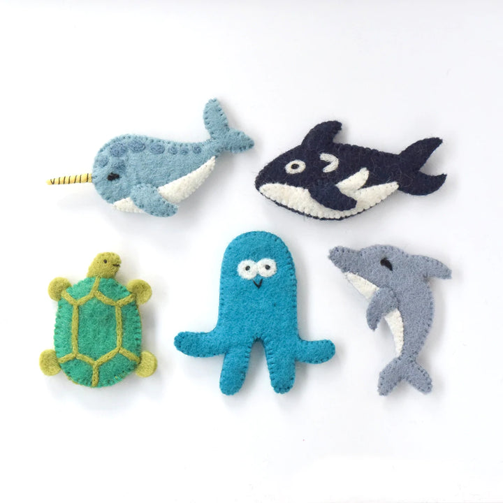 Ocean and Sea Creatures Felt Finger Puppet Set