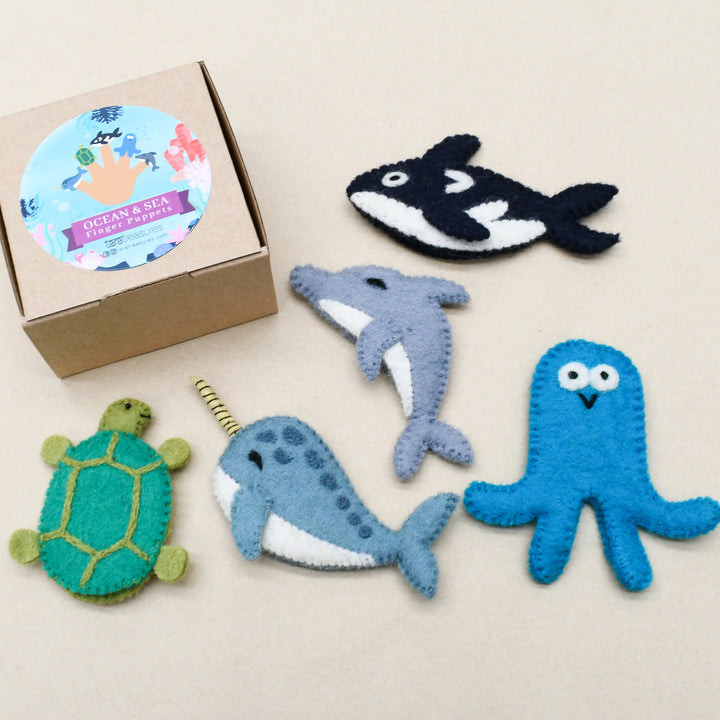 Ocean and Sea Creatures Felt Finger Puppet Set