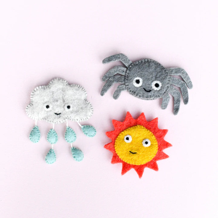 Handmade Felt Finger Puppet Set - Incy Wincy Spider