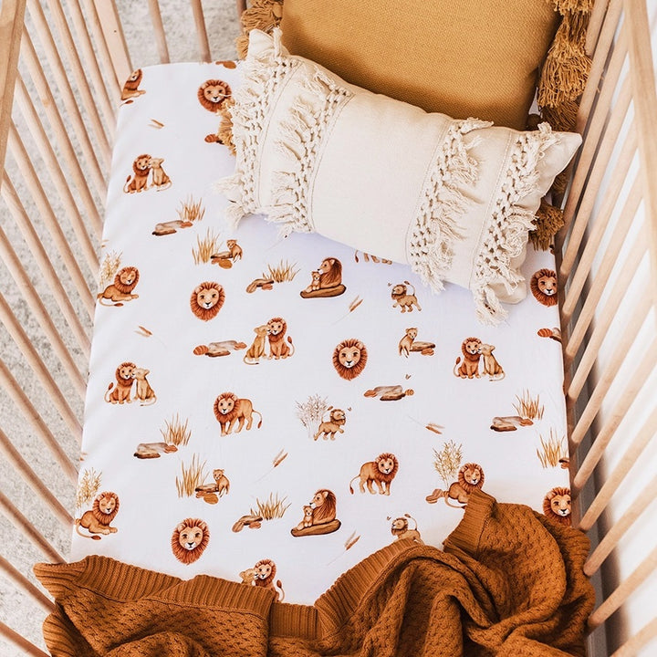 Snuggle Hunny Fitted Jersey Cotton Cot Sheet - Lion