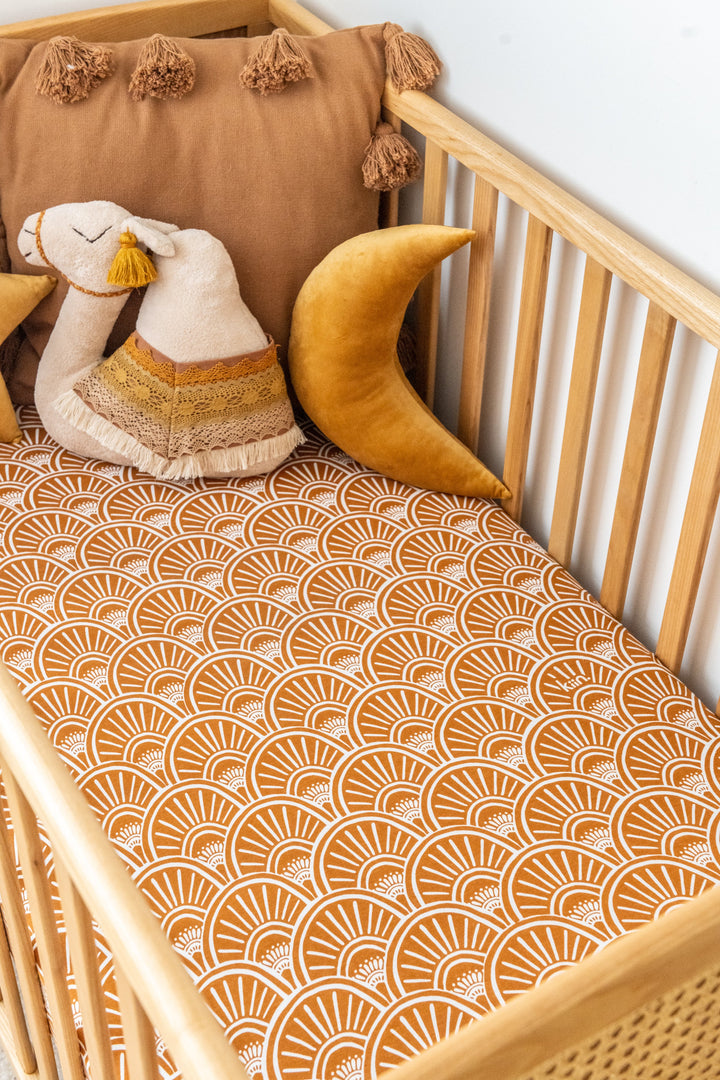 Kiin Organic Bamboo Cotton Cot Sheet - Banksia Caramel