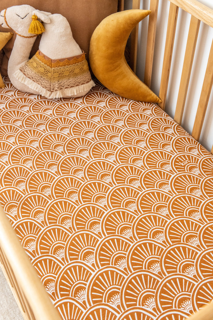 Kiin Organic Bamboo Cotton Cot Sheet - Banksia Caramel