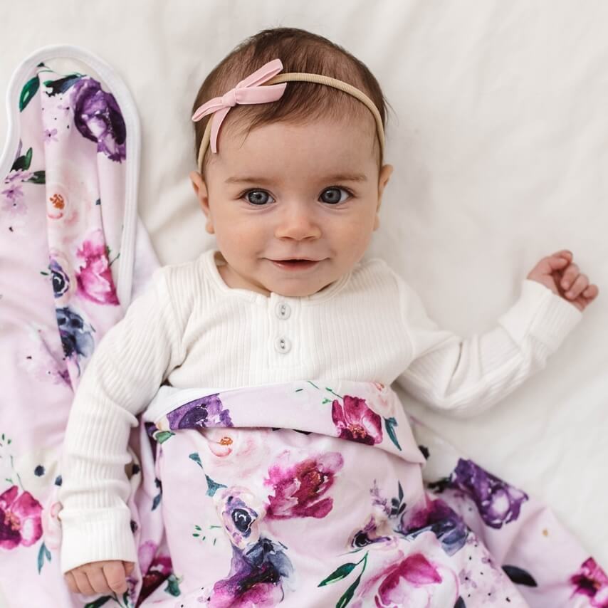 Snuggle Hunny Velvet Bow Stretchy Headband - Lullaby Pink